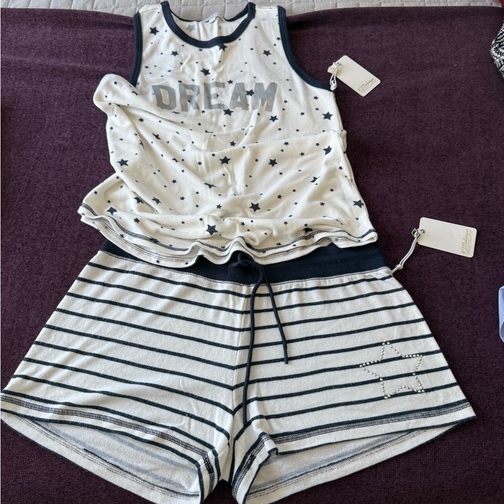 P.J. Salvage Starry Night Pajama Set - Cream and Black M/L